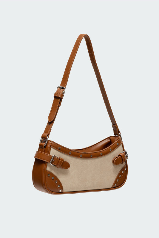 Two-Toned Faux Leather Shoulder Bag