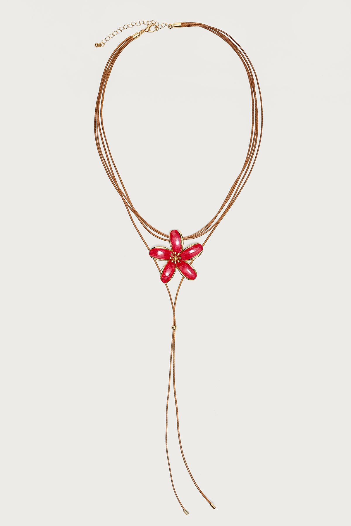 Hibiscus Faux Suede Cascading Necklace