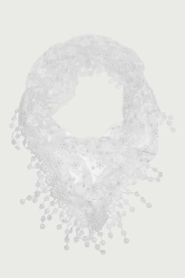 Sparkle Floral Sheer Lace Waist Scarf