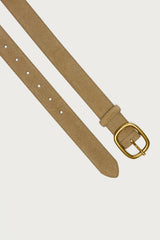 Oval Buckle Faux Suede Belt