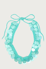 Iridescent Disk Crochet Tie Belt