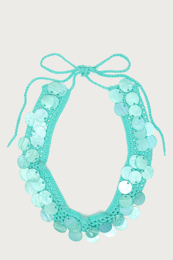 Iridescent Disk Crochet Tie Belt
