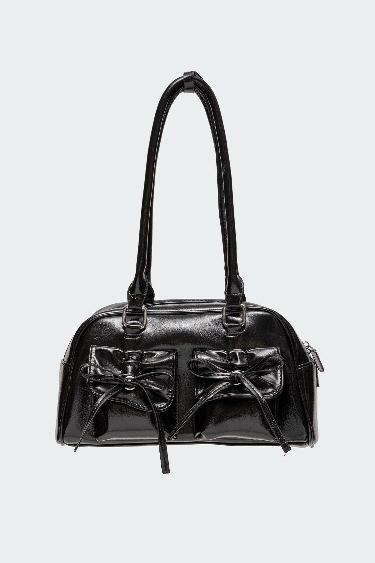 Bow Pocket Faux Leather Shoulder Bag