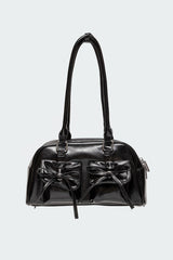 Bow Pocket Faux Leather Shoulder Bag