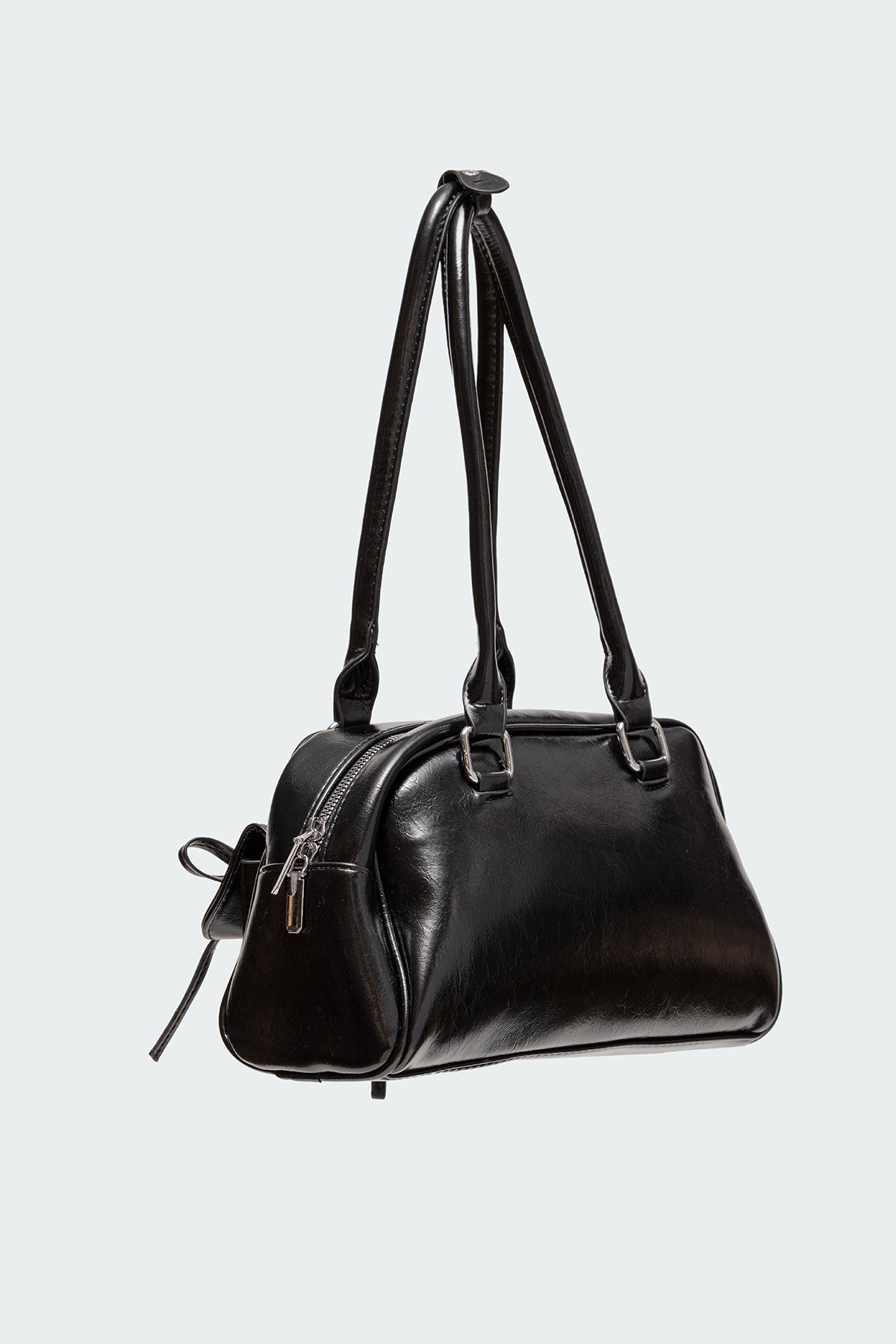 Bow Pocket Faux Leather Shoulder Bag