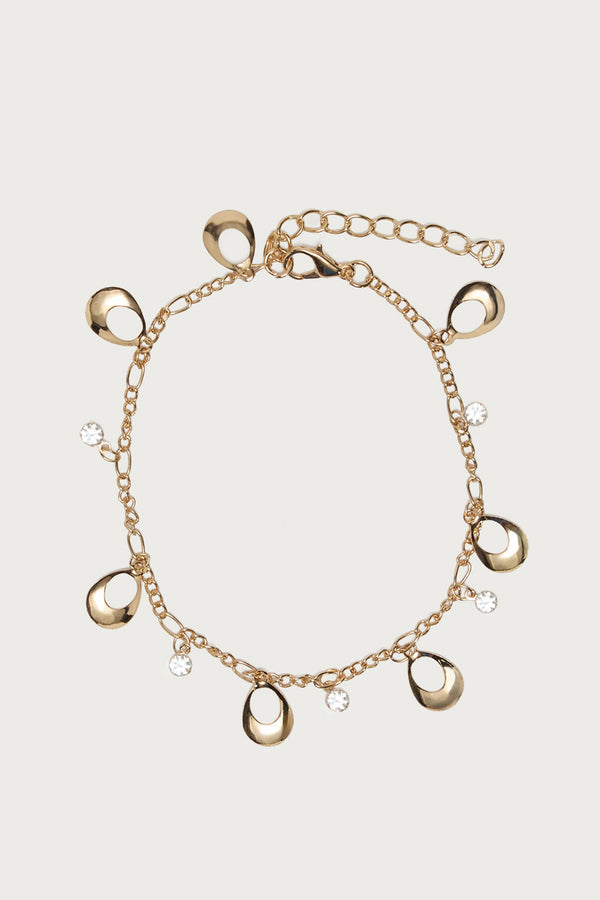 Abstract Oval Charm Anklet