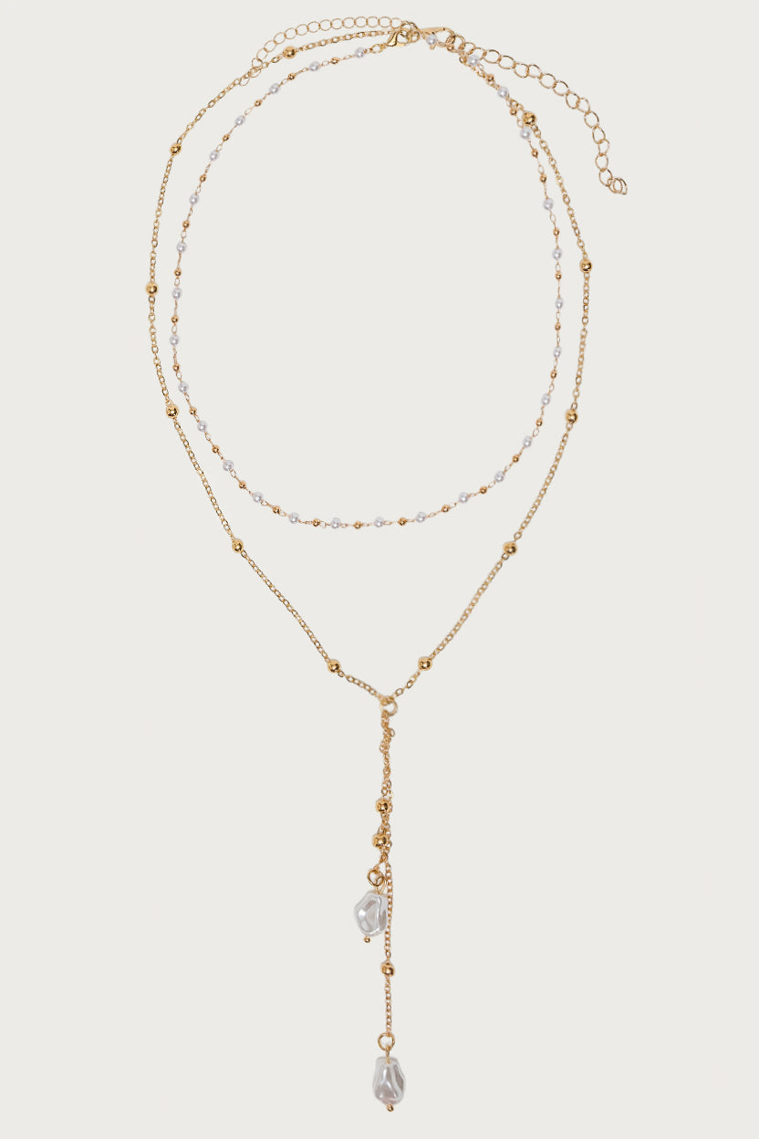 Faux Pearl Cascading Necklace Set