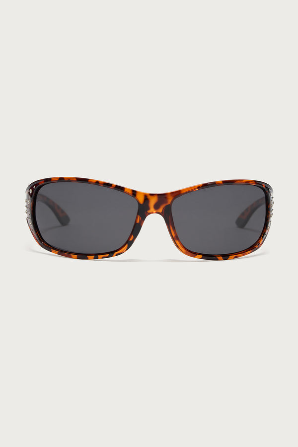 Lindia Rhinestone Rectangle Sunglasses