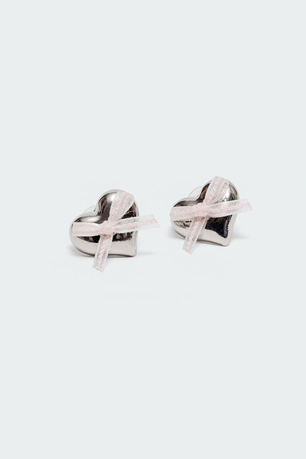 Heart & Bow Stud Earrings