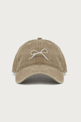 Embroidered Bow Washed Baseball Cap