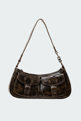 Distressed Faux Leather Buckle Bag