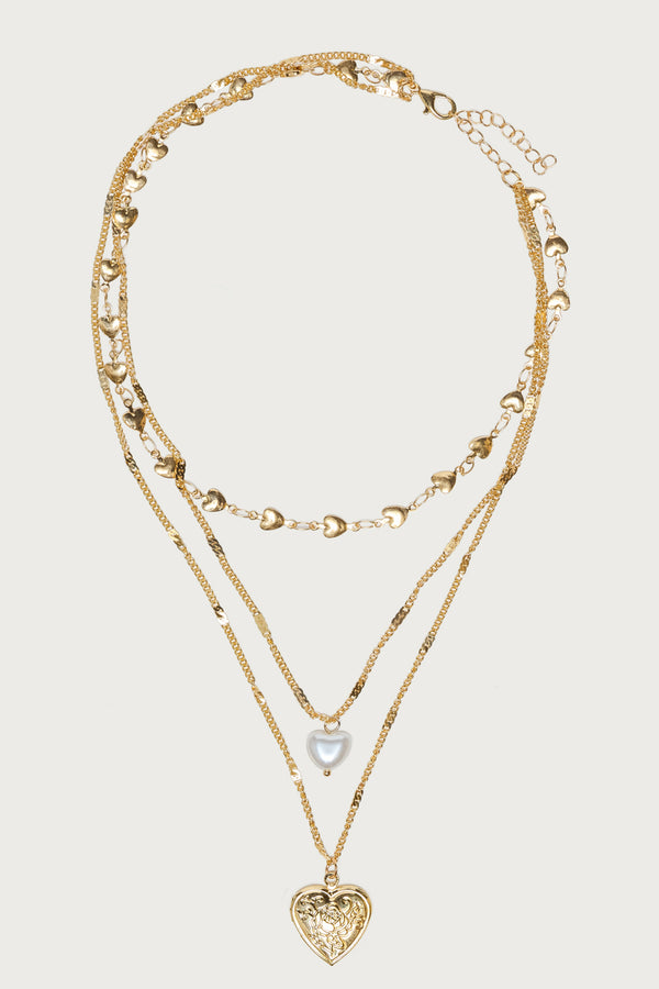 Love Heart Pearly Layered Necklace