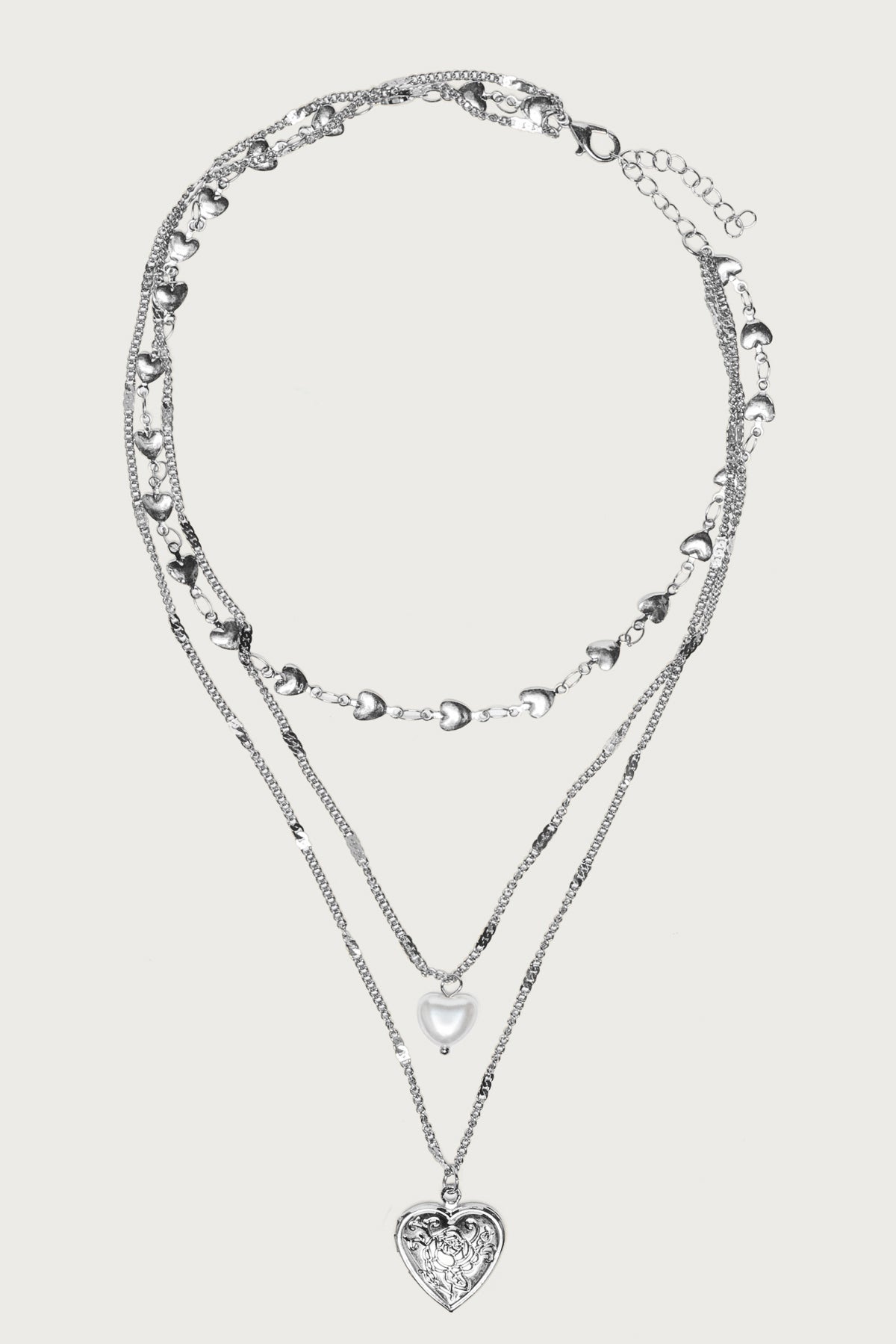 Love Heart Pearly Layered Necklace