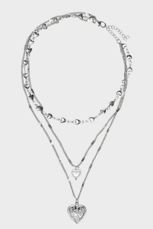 Love Heart Pearly Layered Necklace