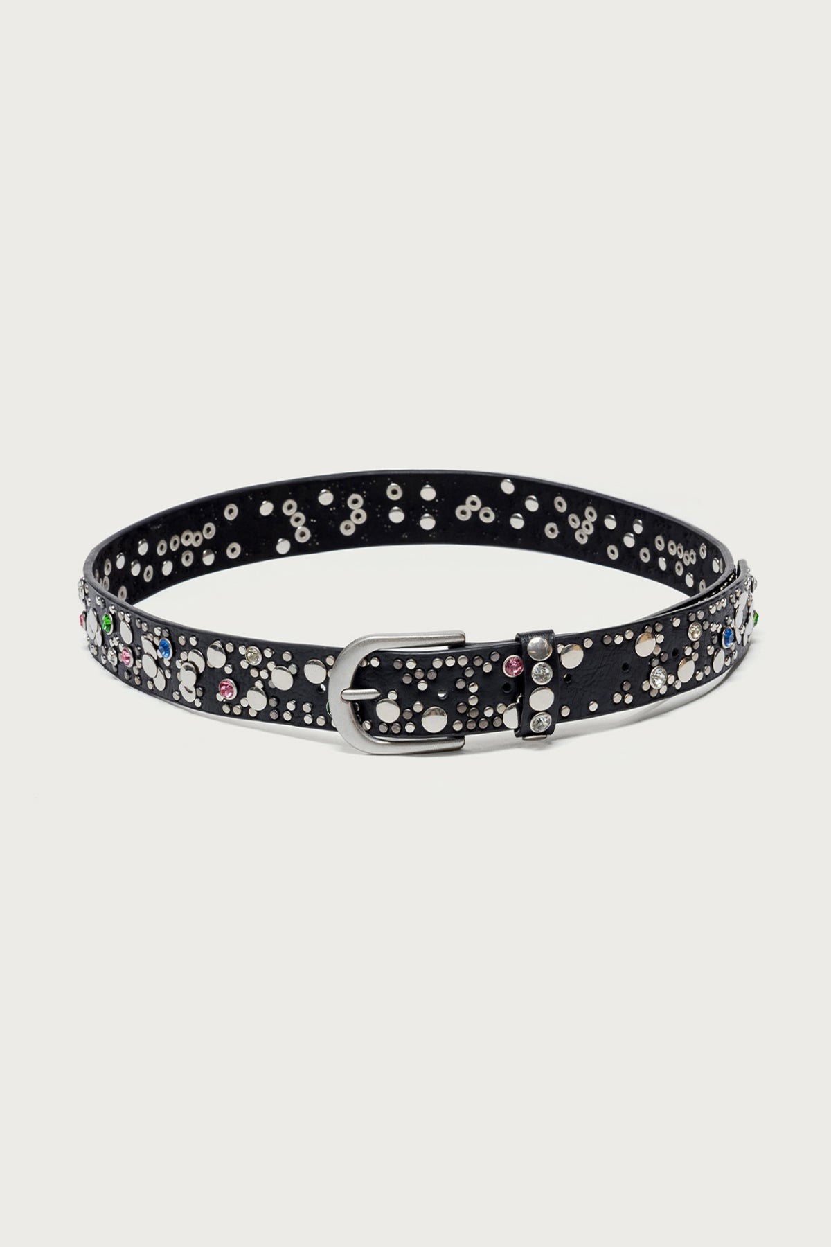 Rhinestone Studded Faux Leather Belt