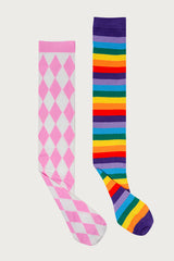 Argyle And Striped Mismatching Socks