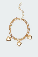 Triple Heart Charm Bracelet