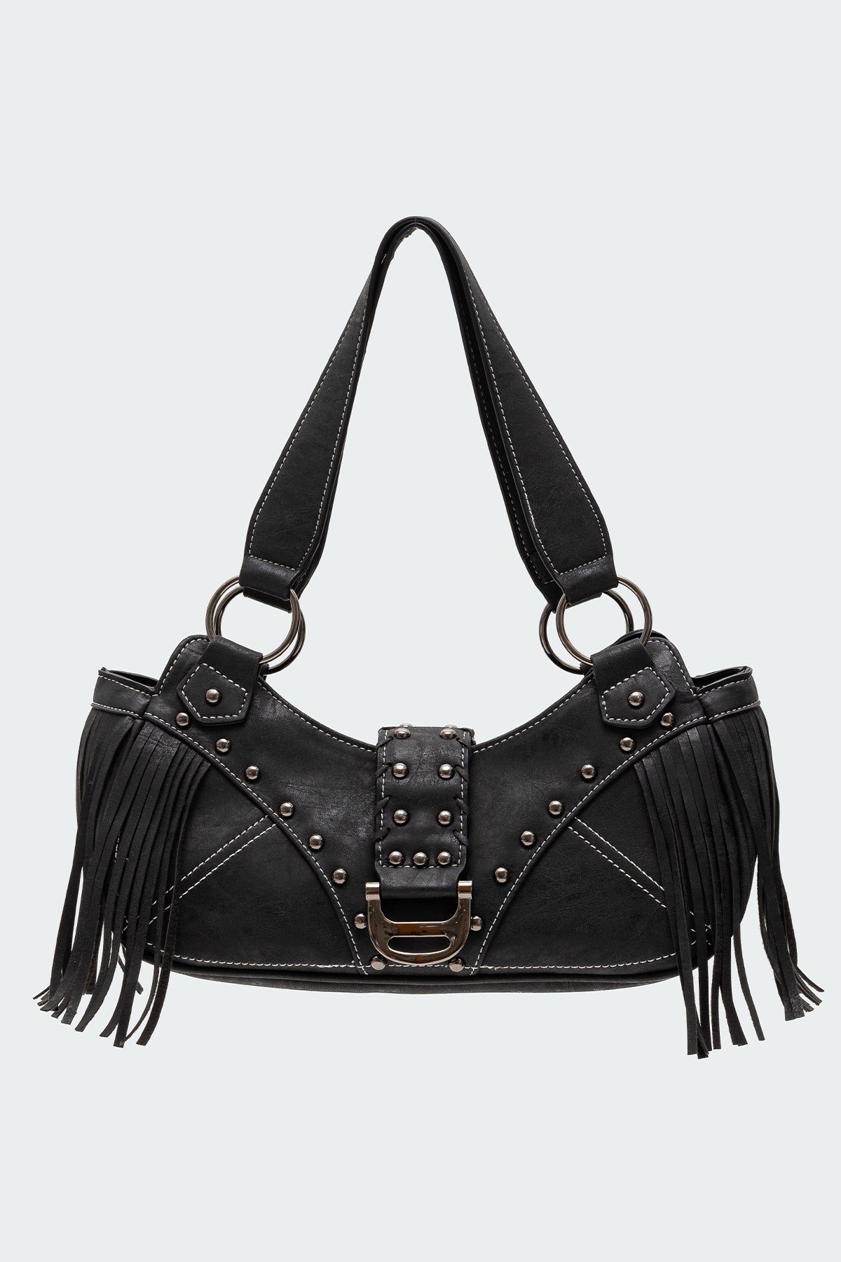 Shterna Fringed Faux Leather Sueded Bag