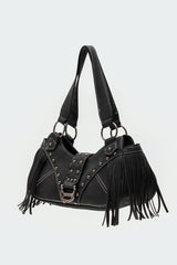 Shterna Fringed Faux Leather Sueded Bag