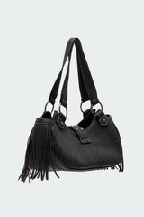 Shterna Fringed Faux Leather Sueded Bag