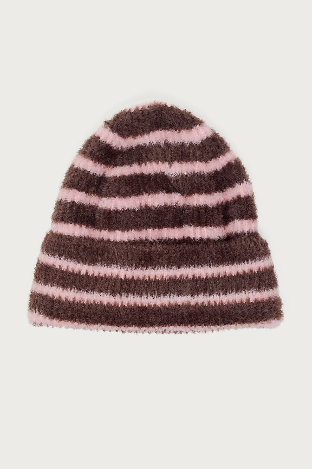 Striped Fuzzy Knit Beanie – edikted