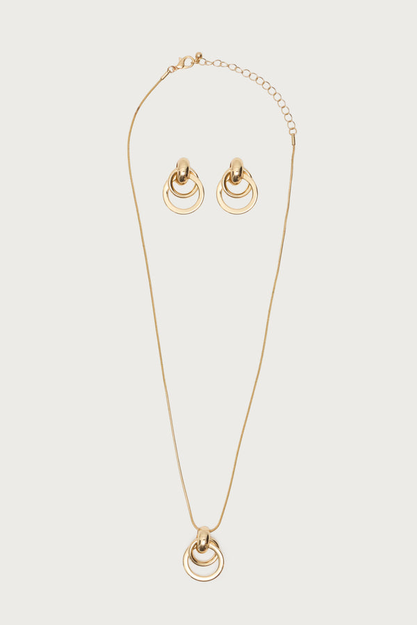 Paired Hoops Necklace & Earrings Set