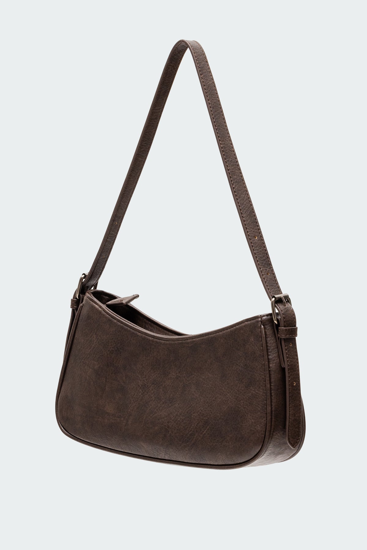 Curved Stitch Faux Leather Bag