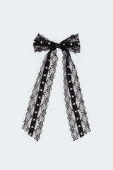 Studded Lace Bow Hair Clip