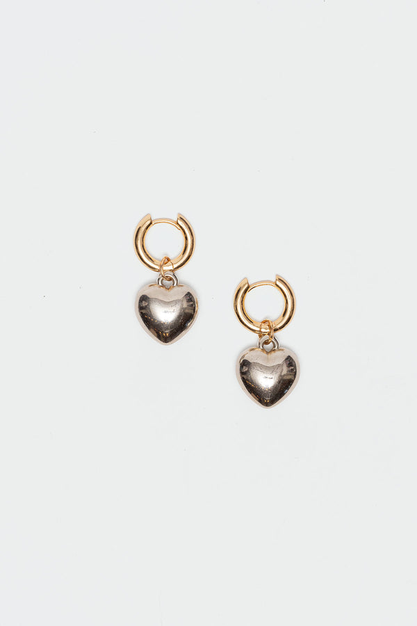 Mixed Metal Heart Hoop Earrings