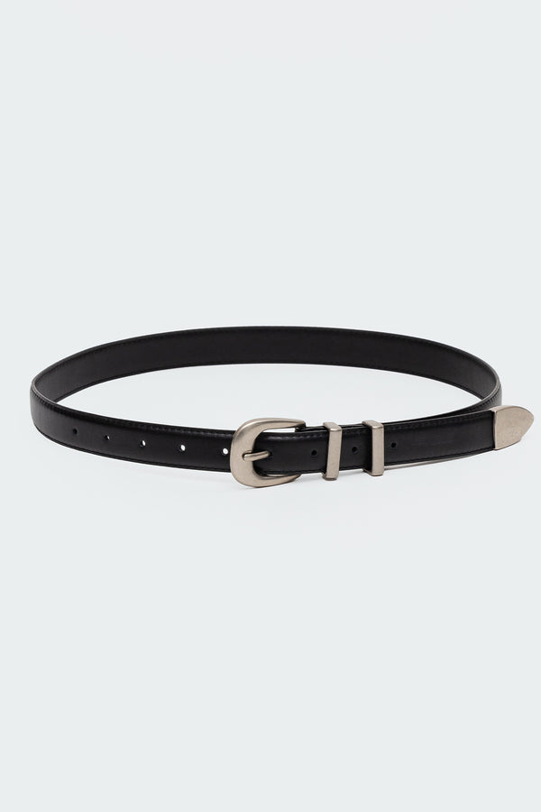 Basic Buckle Faux Leather Belt