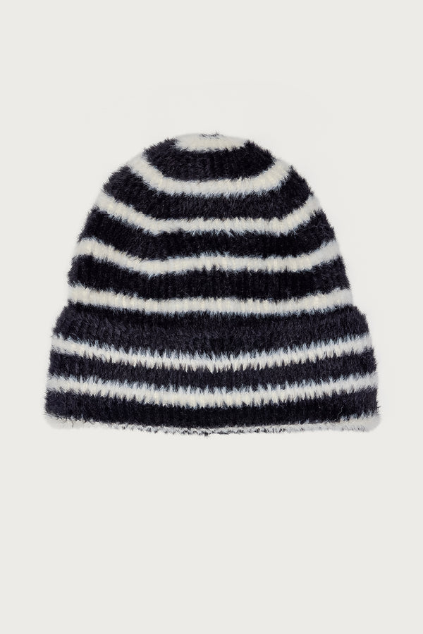 Striped Fuzzy Knit Beanie