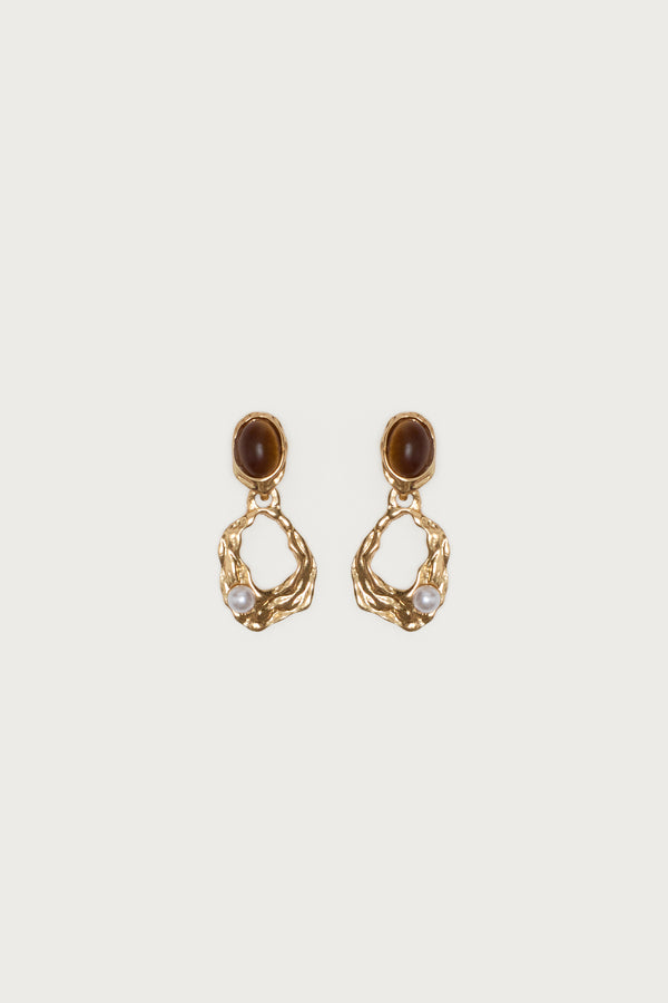 Faux Tiger Eye Abstract Earrings
