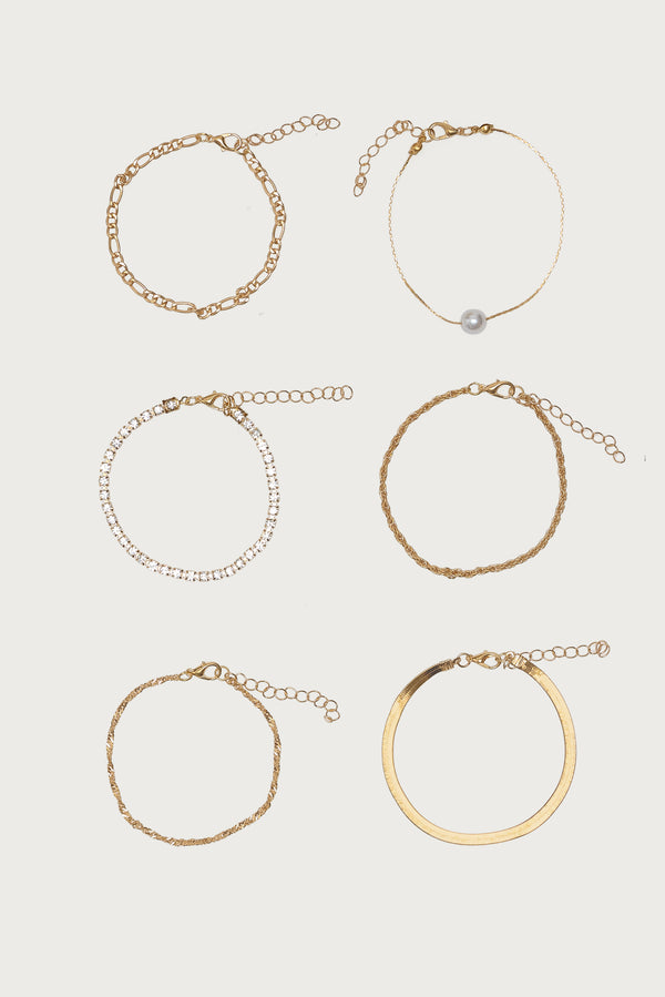 Faux Diamond & Pearl Chain Bracelet Pack