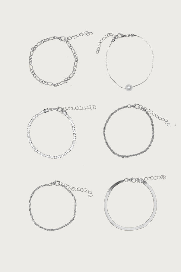 Faux Diamond & Pearl Chain Bracelet Pack