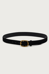 Oval Buckle Faux Suede Belt