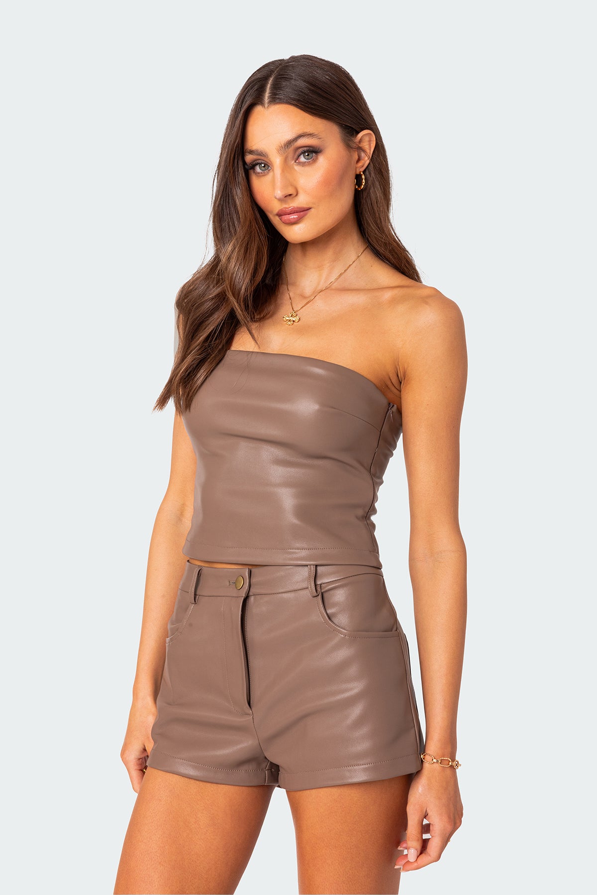 Martine Faux Leather Tube Top