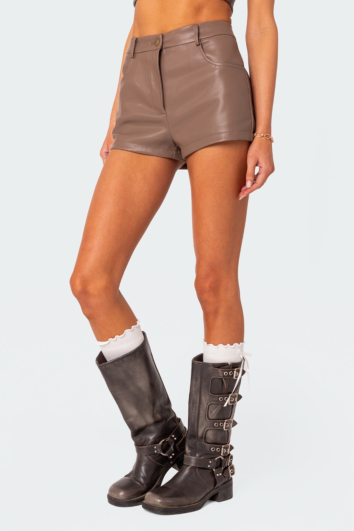 Martine High Rise Faux Leather Shorts