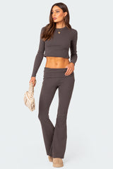 Coffee Break Ribbed Flare Leggings