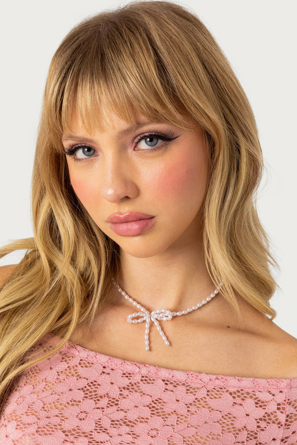 Pearl Bow Necklace