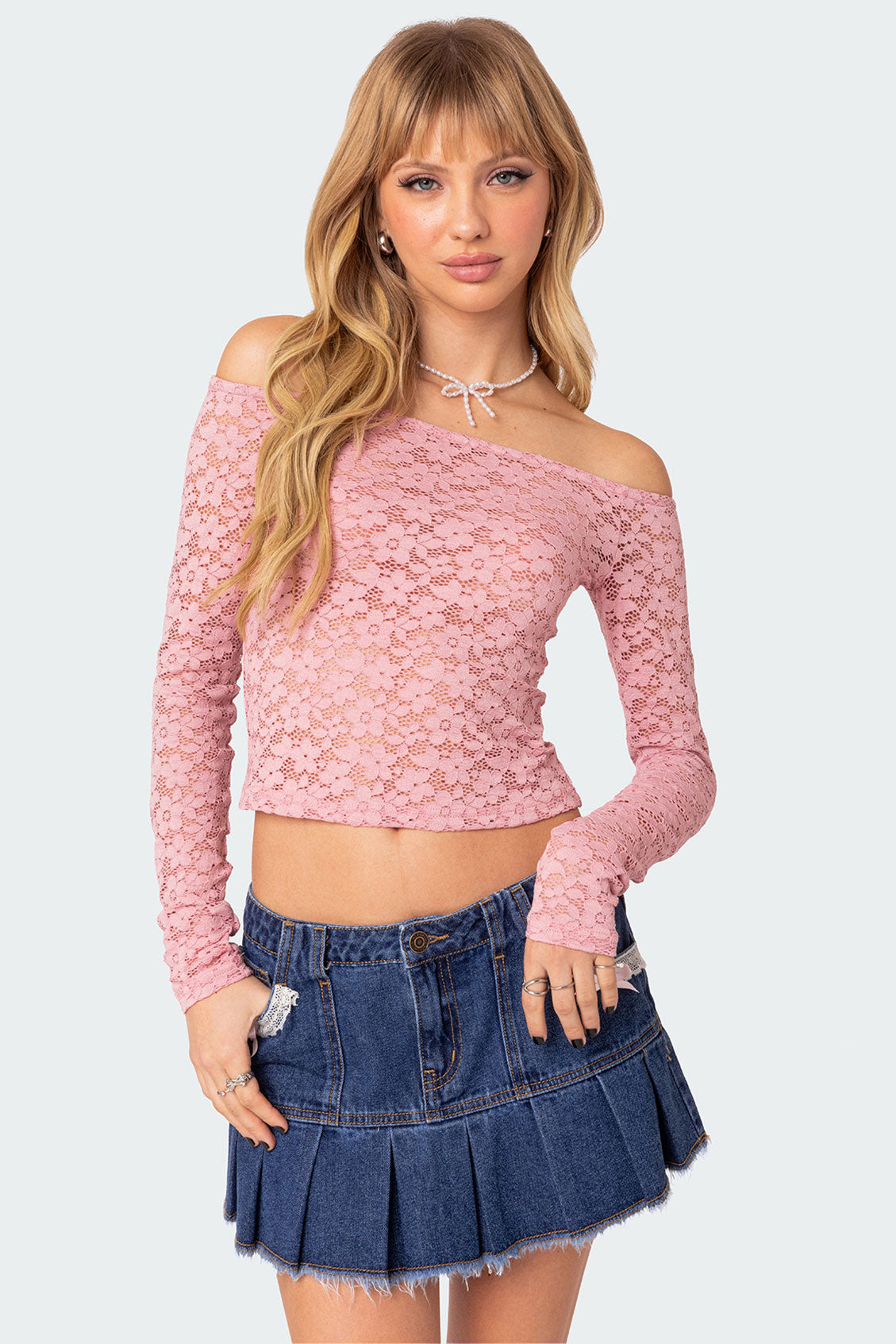 Carolina Off Shoulder Sheer Lace Top