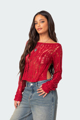 Rosa Open Back Sheer Knit Top