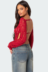 Rosa Open Back Sheer Knit Top