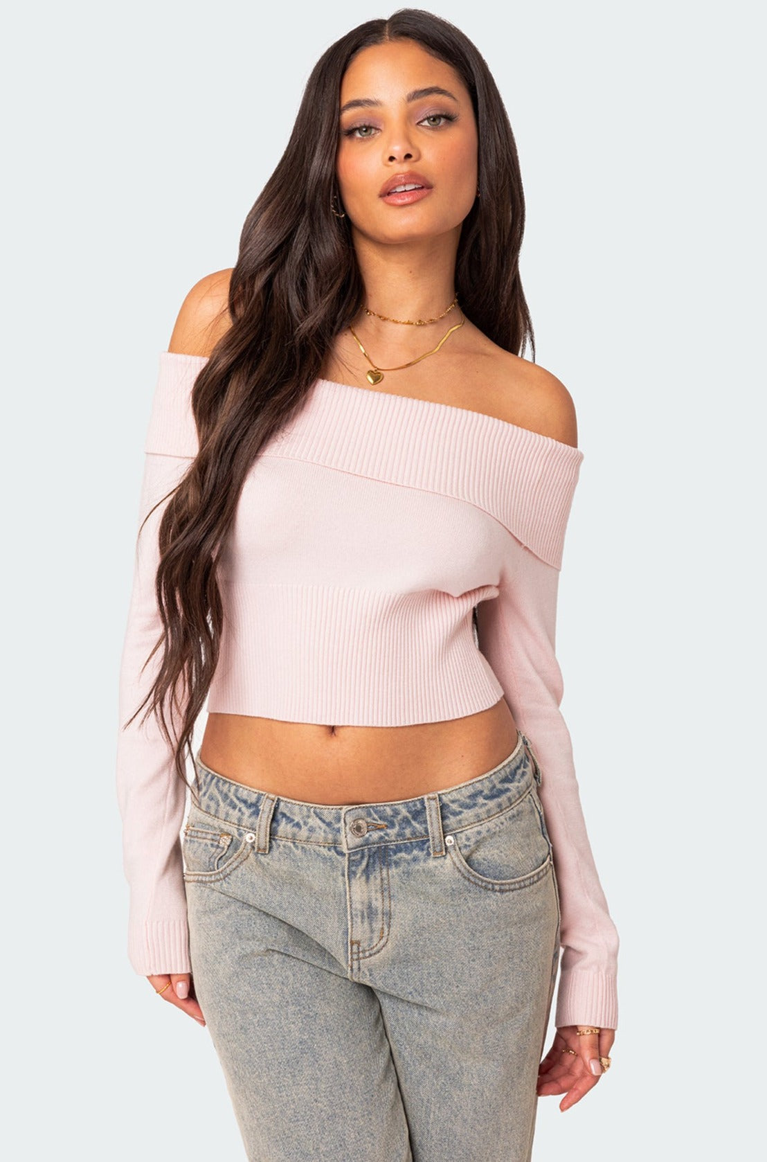 Minnie Cropped Fold Over Knit Top