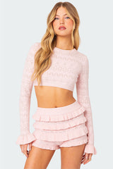 Delana Embroidered Knit Crop Top