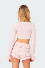 Delana Embroidered Knit Crop Top