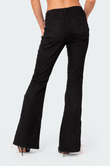 Satin Lace Up Flared Jeans