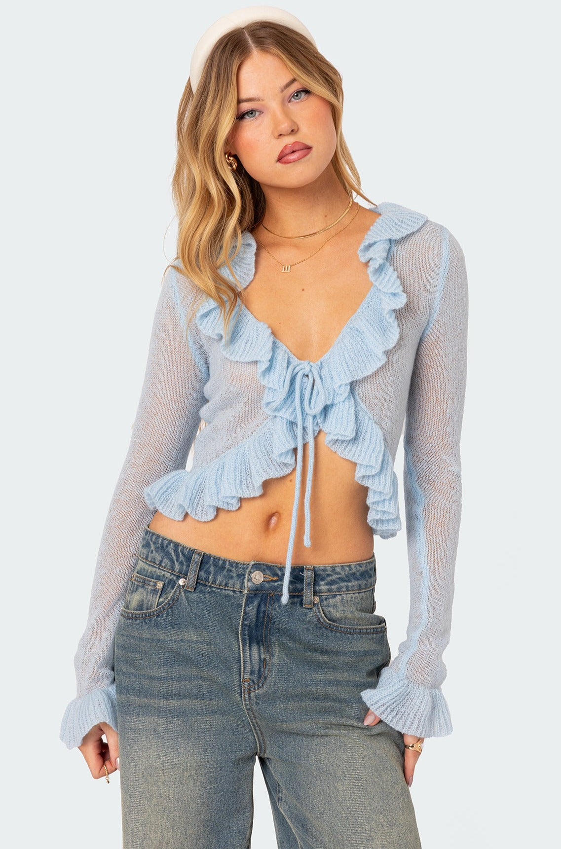 Ryleigh Ruffled Tie Front Cardigan