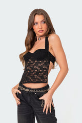 Myrah Open Back Sheer Lace Corset