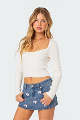 Misty Scoop Neck Ribbed Top