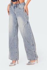 Oaklynn Stitch Detail Low Rise Jeans